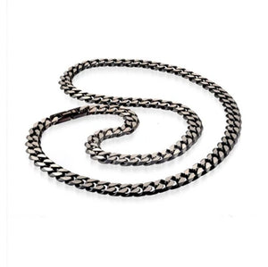 Stainless steel matte black and two-tone Cuban link chain necklace by TMJ, 50cm, with bold, stylish design.
