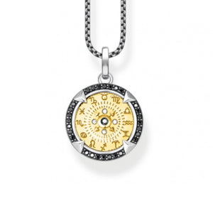Silver and gold plated pendant with black crystal accents, Elements of Nature design by TMJ, featuring elegant jewelry craftsmanship.