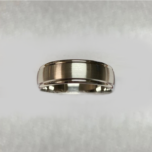 Sleek satin finish stainless steel ring by TMJ, showcasing a smooth, polished band ideal for everyday wear.