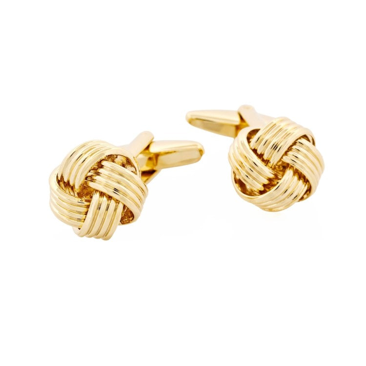 T.M.J gold twist knot cufflinks for men with polished metal finish