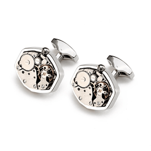 Stainless Steel Steampunk Gear Watch Mechanical Cufflinks