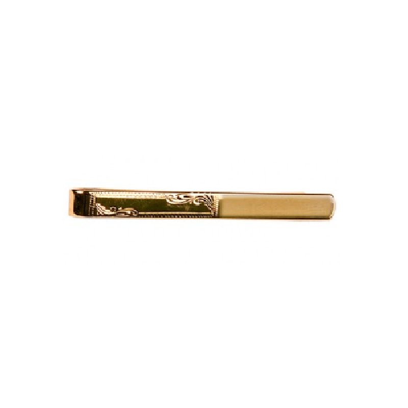 Dalaco gold plated tie slide with half engraved design, stylish tie bar accessory for formal wear.