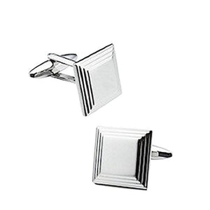 T.M.J plain metal cufflinks with a square design perfect as engraved men's cufflinks