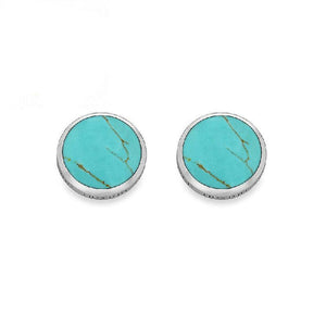 Sterling silver cufflinks with turquoise accents from Hoxton London, featuring a polished, elegant design.