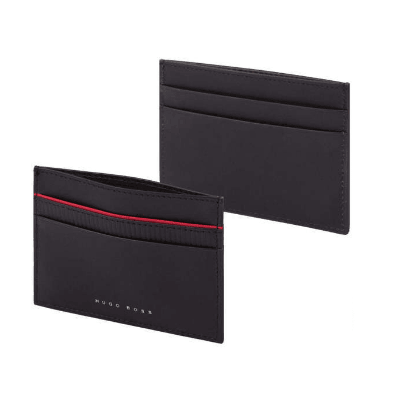 Hugo Boss Ribbon Matrix leather card holder with sleek design and multiple card slots for organized storage.