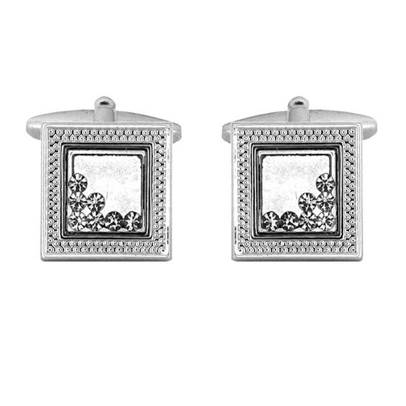 Dalaco crystal cufflinks square design with luxury cufflinks with moving detail in silver tone