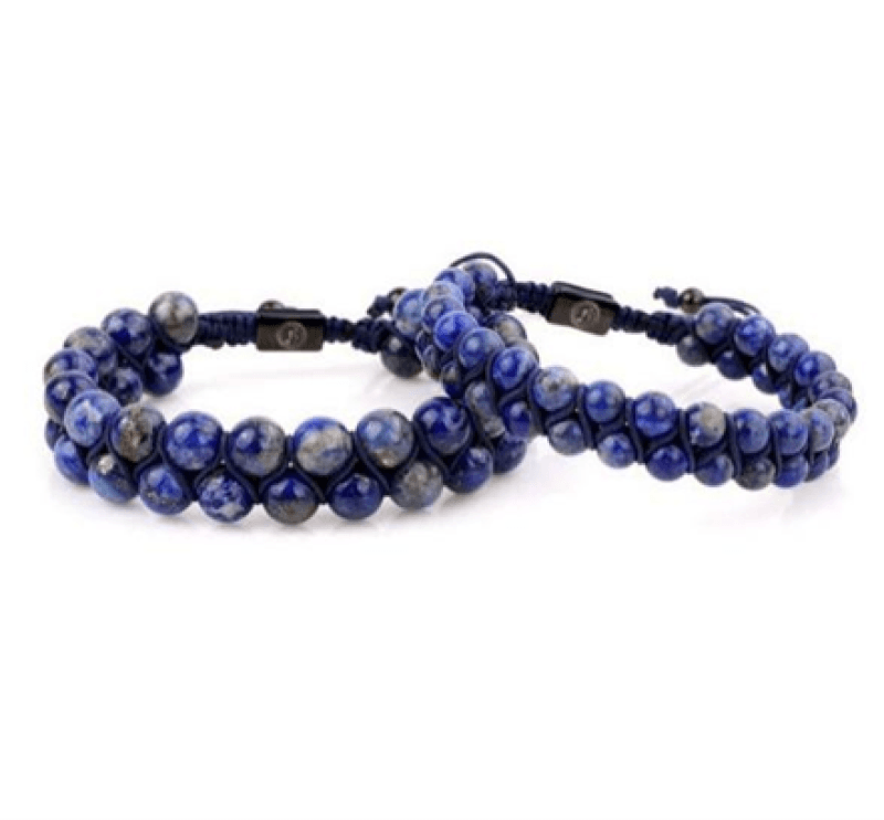 T.M.J Sodalite double beaded bracelet with 6mm round beads, natural blue and white stone jewelry for wrist accessories