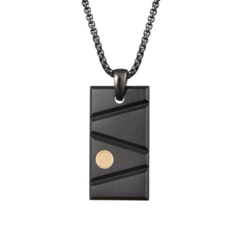 Silver stainless steel dog tag pendant from T.M.J, featuring a sleek, modern design with a smooth finish for casual style.