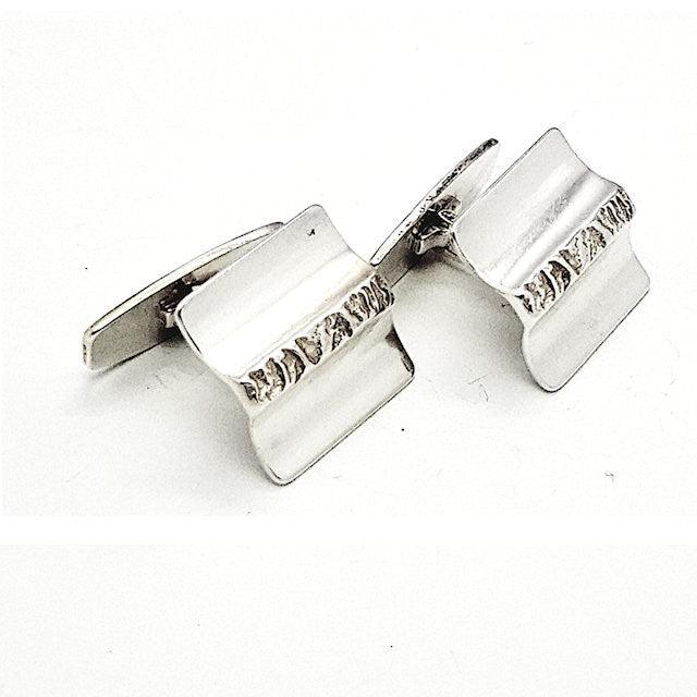 Sterling silver gents cufflinks by T.M.J, handcrafted style with polished finish, featuring a classic and elegant design.