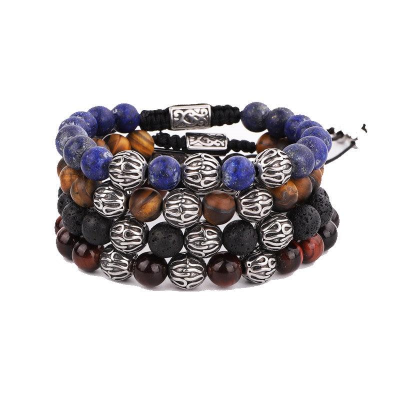 Theodore Macramé Tiger Eye and and Stainless Steel Spacer Beads Bracelets - Theodore Designs
