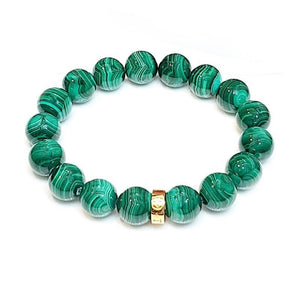 Theodore Natural Green malachite with Silver Bead Bracelet - Theodore Designs