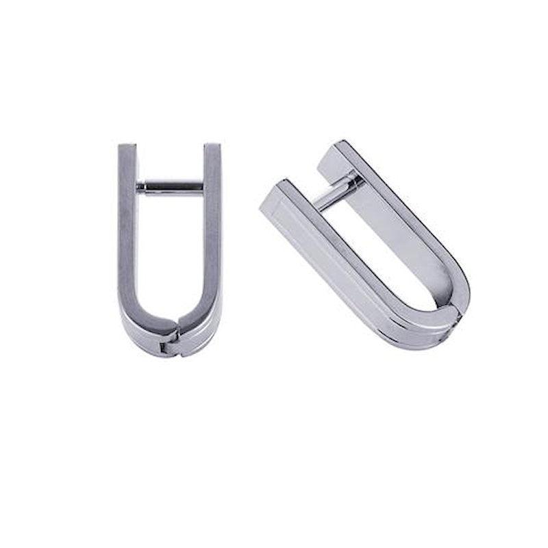 Cudworth plain metal wrap around cufflinks for men with a sleek polished silver finish