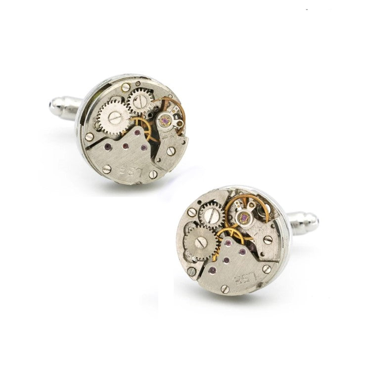Vintage mechanical watch movement cufflinks, a men's Christmas gift under A$100