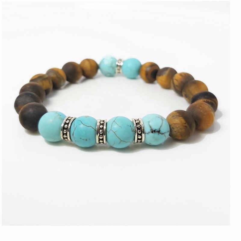 Turquoise and tiger eye beaded bracelet from Theodore Men's Jewellery