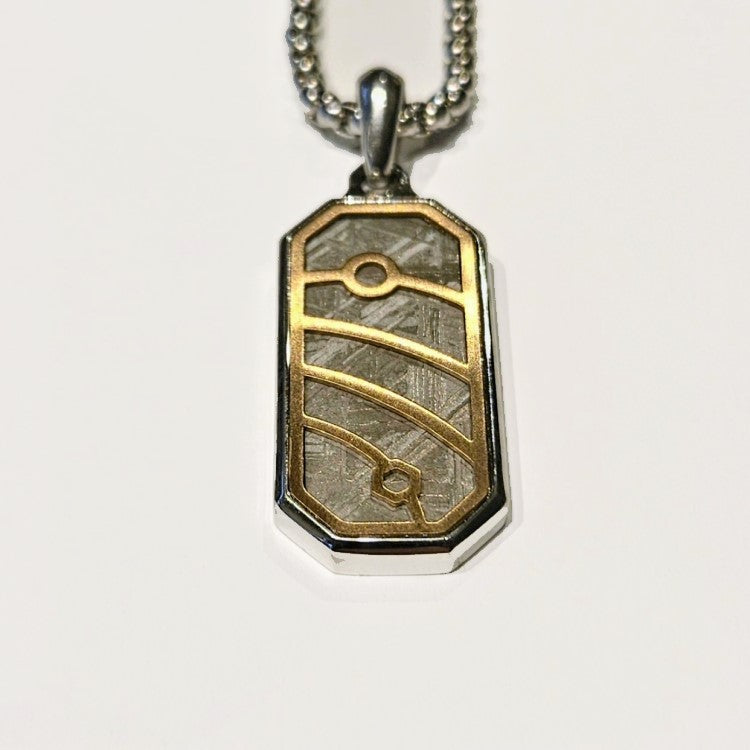 Aletai Meteorite Pendant – Stainless Steel & Gold Plated Detail