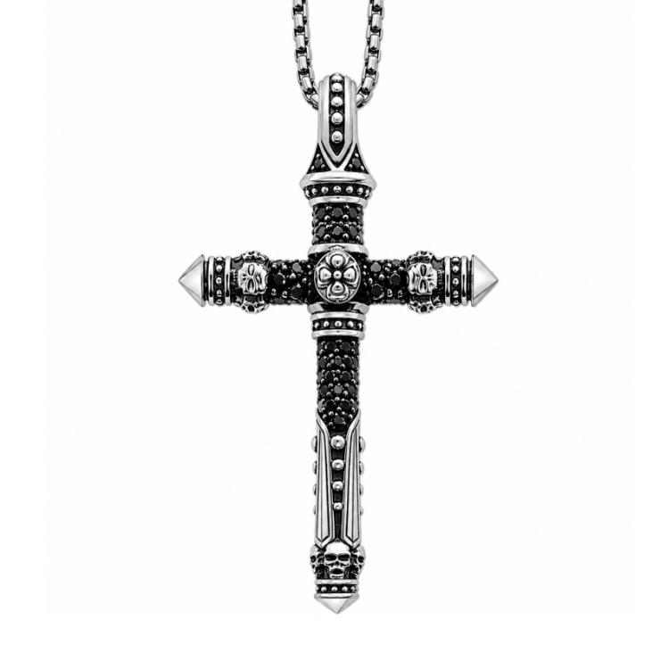 Malvo Silver Skull and Cross Pendant Double Sided