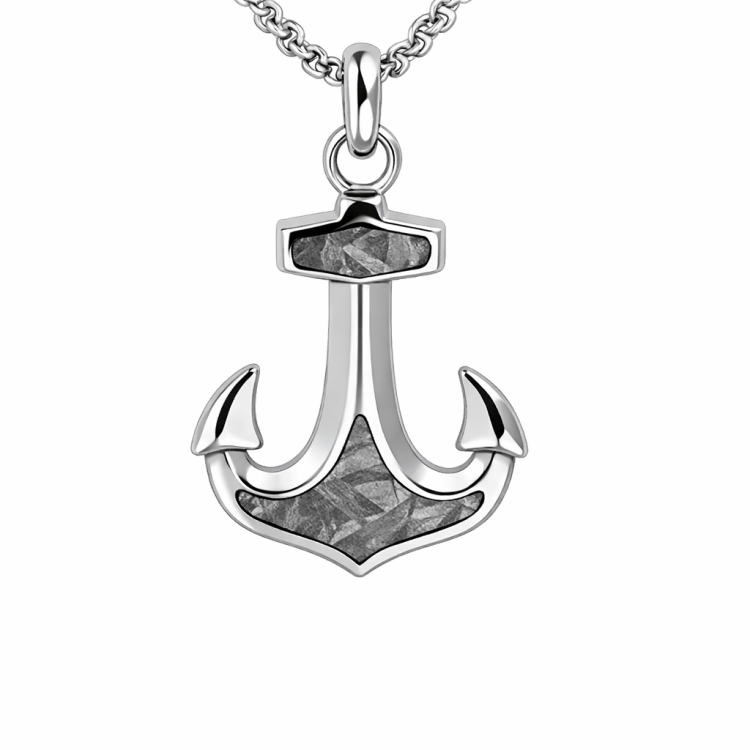 Stainless Steel Gibeon Meteorite Anchor Pendant With Chain