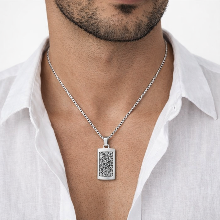 Luxury Twisted Wire Inlay Stainless Steel Dog Tag Pendant