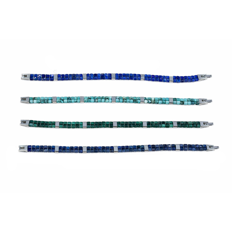 TwinAxis Faceted Stone Bracelet – Stainless Steel Accents