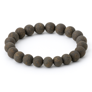 Natural Bronzite stone beaded bracelet with matte finish and elastic design.
