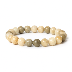 Chrysanthemum elasticated bead bracelet featuring natural stones, exuding positivity and joyous energy.