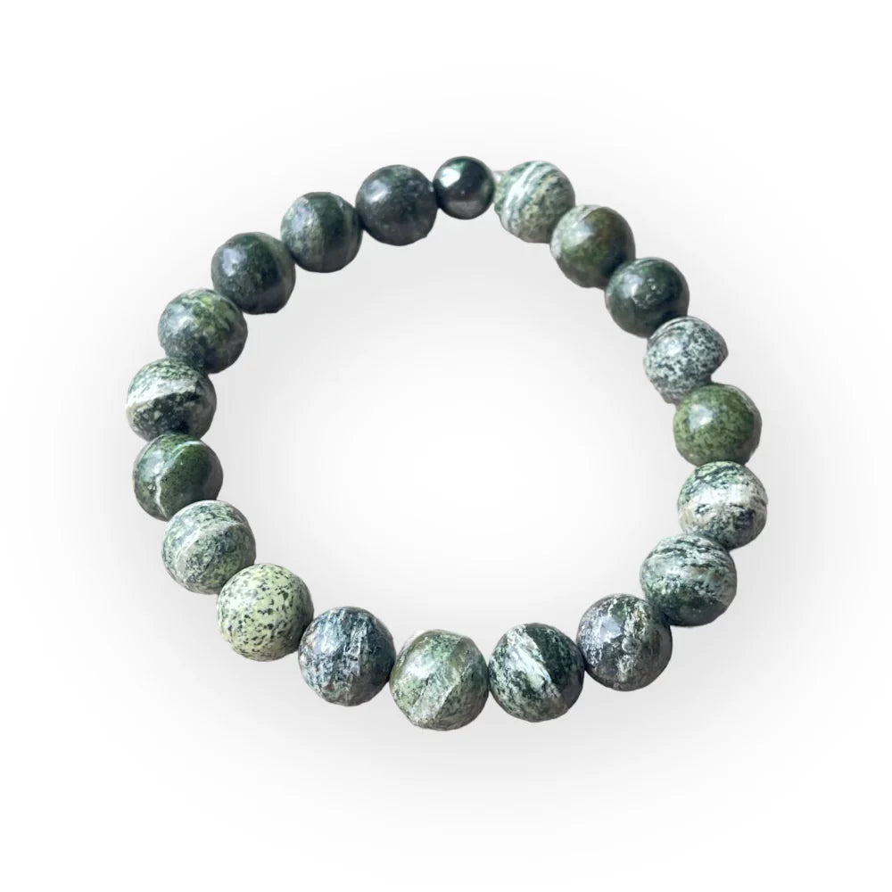 Natural Green Zebra Jasper Beads Bracelet
