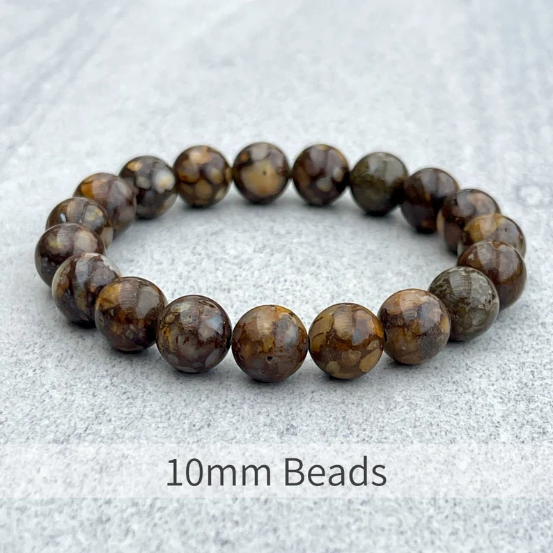 Fire Lace Opal beaded bracelet with 10mm natural opal stones, handcrafted for unique style.