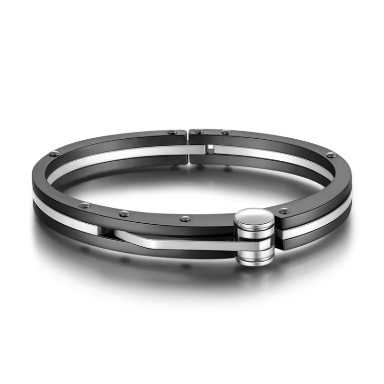 Men’s Stainless Steel Handcuff-Style Bangle Bracelet