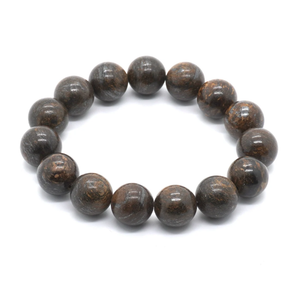 Natural bronzite stone beads bracelet.