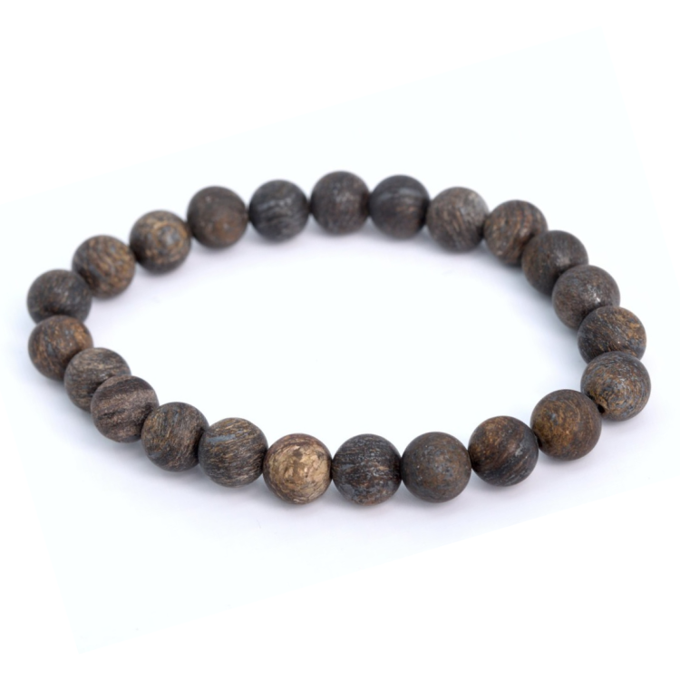 Natural bronzite stone beaded bracelet with matte finish.