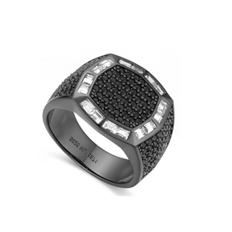 Hades Regent Ring – Black-Plated Sterling Silver with Black CZ