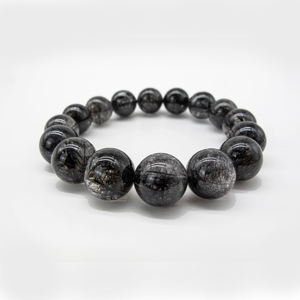 Black Rutilated Quartz beaded bracelet for spiritual growth and protection.