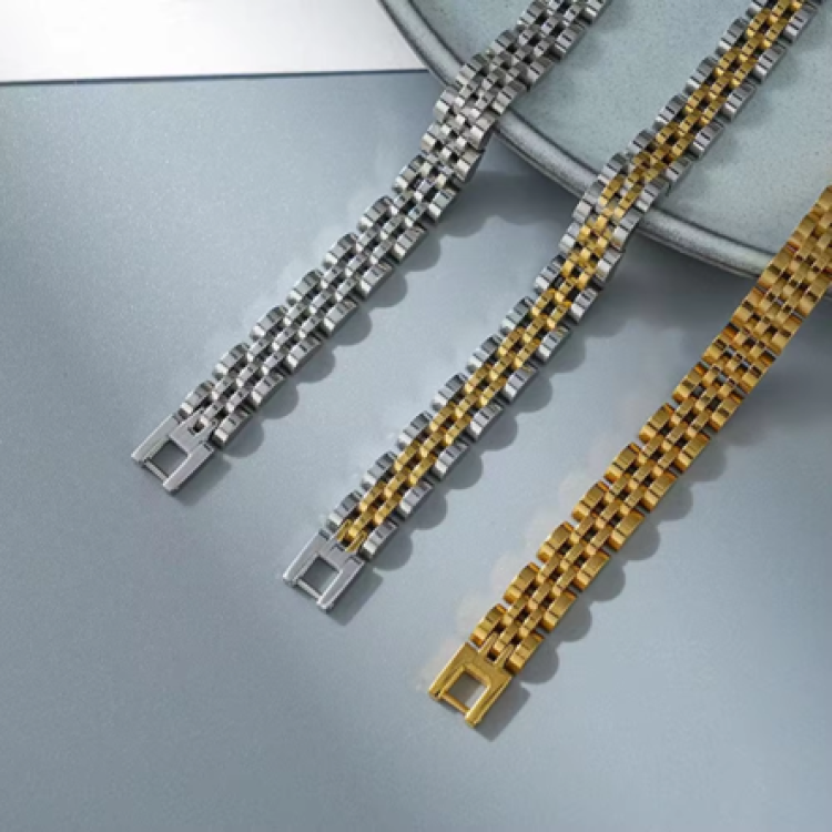 Stainless Steel Luxury Brick Handmade Men's Bracelets 10MM-21CM