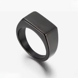 Men’s Polish Finish 316L stainless steel dress ring in black with a sleek, modern design.