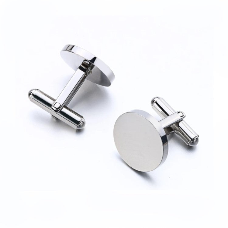 Elegant Round Engravable Stainless Steel Cufflinks