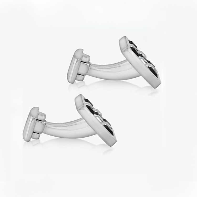 Hoxton London Sterling Silver Crystal Chequerboard Square Cufflinks