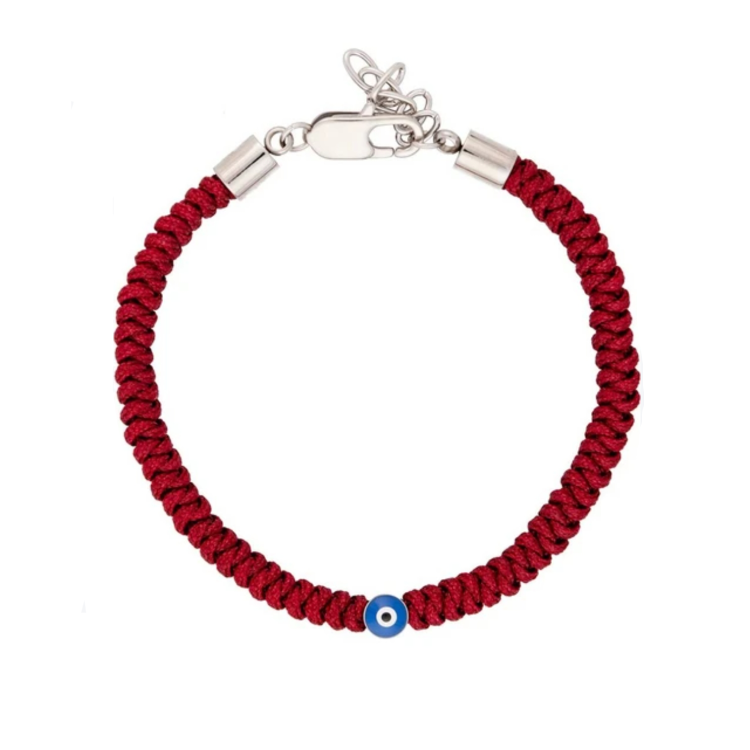 Guardian men's evil eye cord bracelet with stainless steel lobster clasp