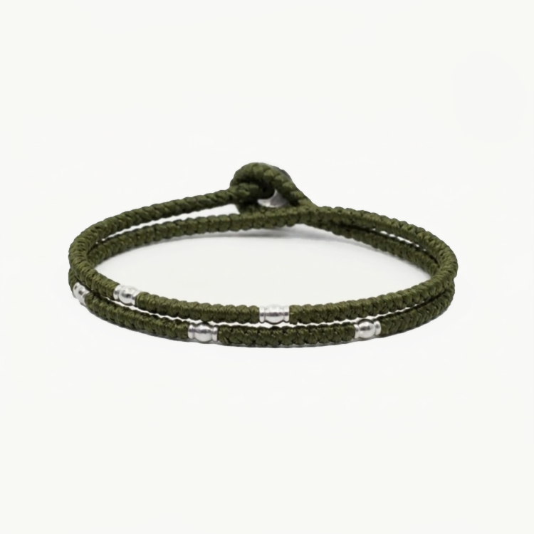 Meridian double wrap 4mm braided cord bracelet in stainless steel, alternate view