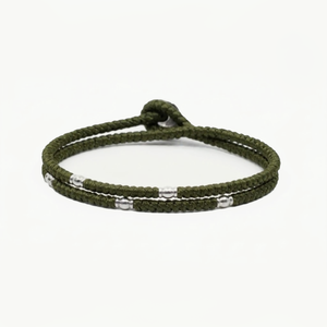 Meridian double wrap 4mm braided cord bracelet in stainless steel, alternate view
