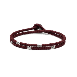 Meridian double wrap braided cord bracelet with stainless steel beads by Theodore Men's Jewellery