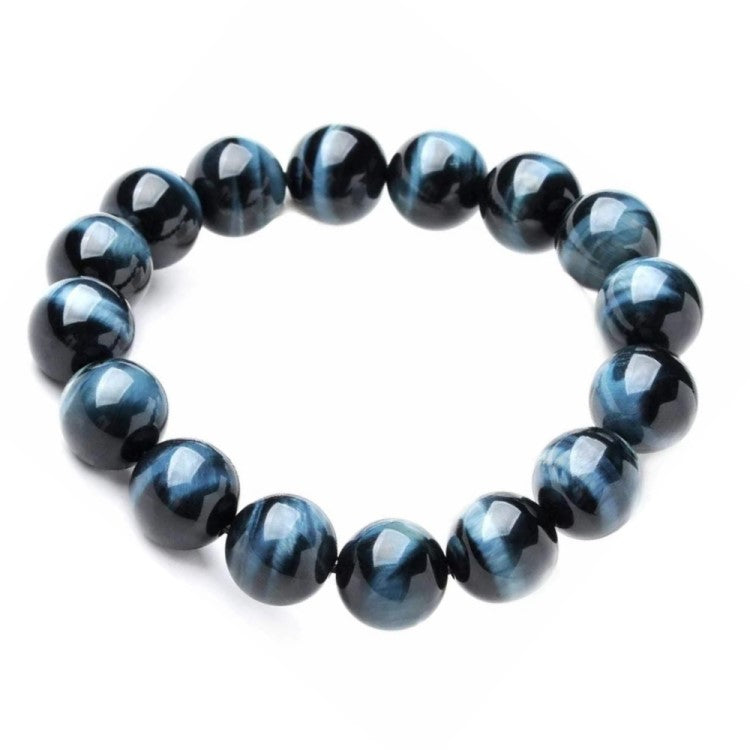 Hawk's Eye Bead Bracelet with Sterling Silver Accent