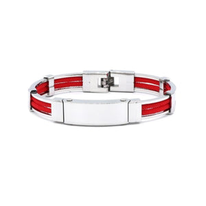 Polished stainless steel bracelet with royal blue accents and double rope design from Cudworth, stylish men's jewelry.