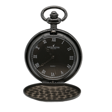 Classic Gentleman Set: David Aster gunmetal full hunter pocket watch
