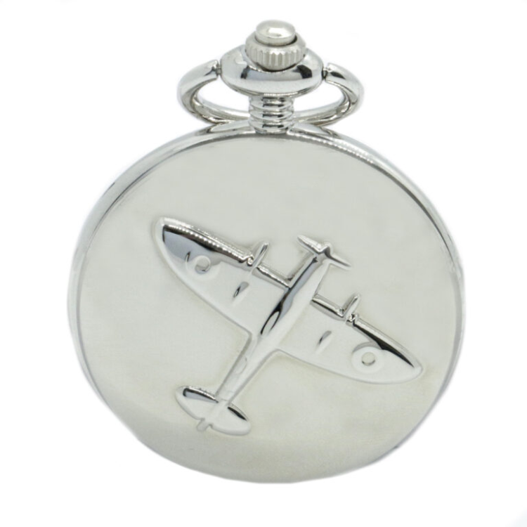 Davis Aster Spitfire embossed quartz full hunter pocket watch with vintage aviation style and detailed design.