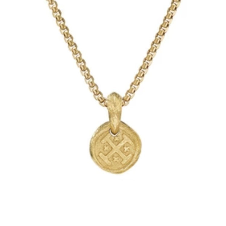 Stainless Steel or Gold Plated Jerusalem Cross Coin Pendant