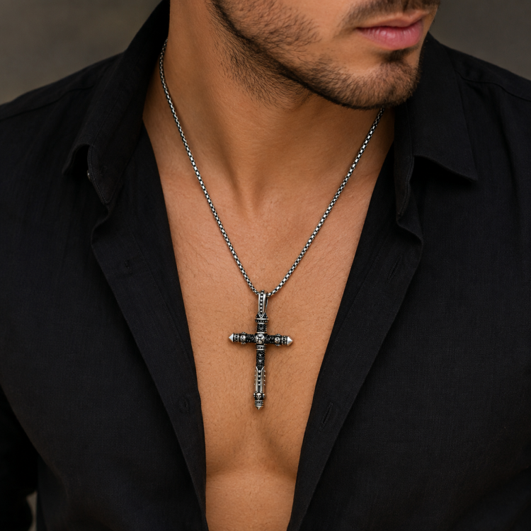 Malvo Silver Skull and Cross Pendant Double Sided