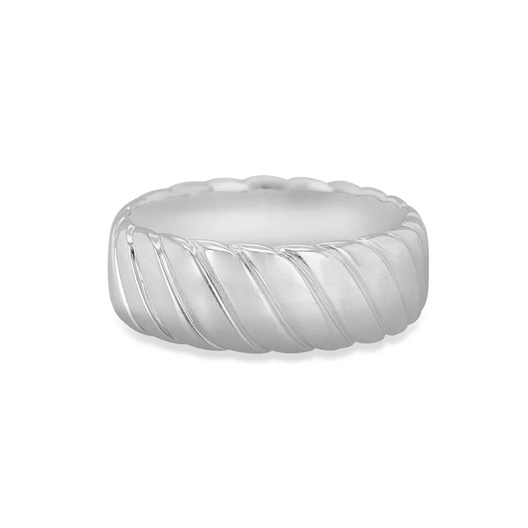 Sterling silver twist ring for men from Hoxton London men's jewelry collection, featuring a sleek, modern design.