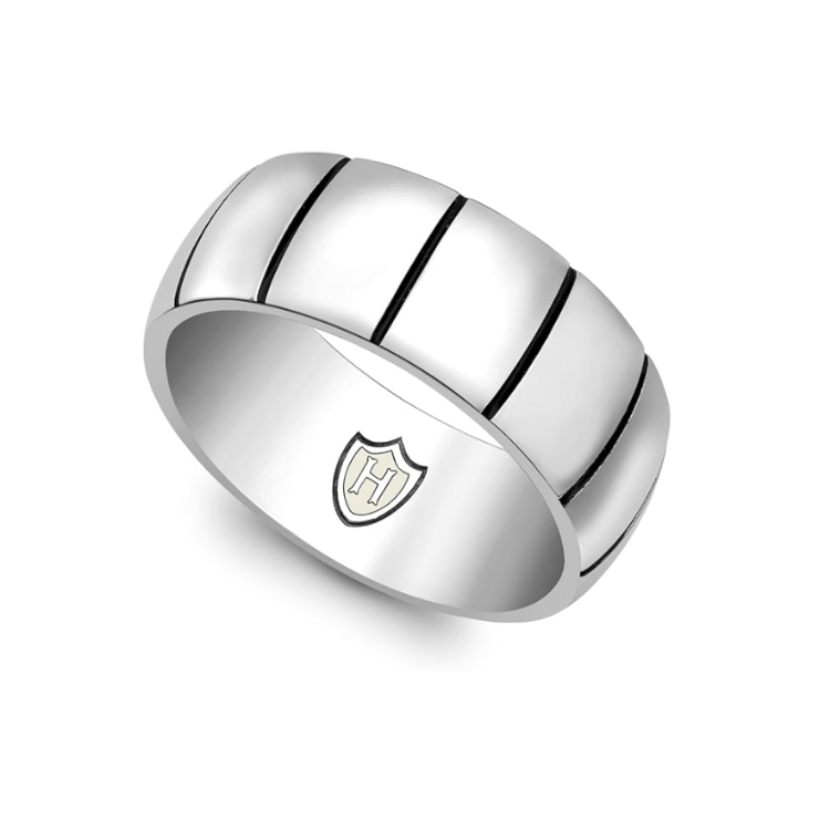 Hoxton London Men's Sterling Silver Brick Ribbed Ring