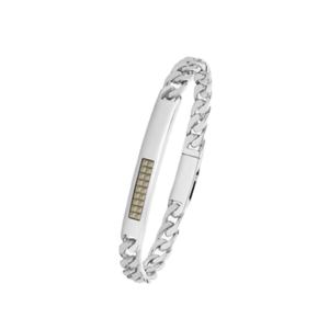 Hoxton London men's sterling silver bracelet with pyramid marcasite accents, featuring a sleek ID design and modern craftsmanship.