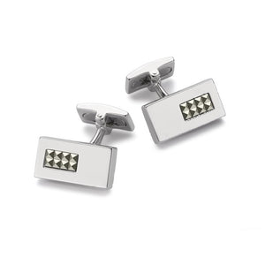 Hoxton London men's sterling silver pyramid marcasite cufflinks with geometric design and polished finish.